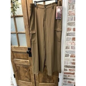 Sound Style Women's Wide Leg Trouser Polyester Side Pockets Brown Tan Size 12/31